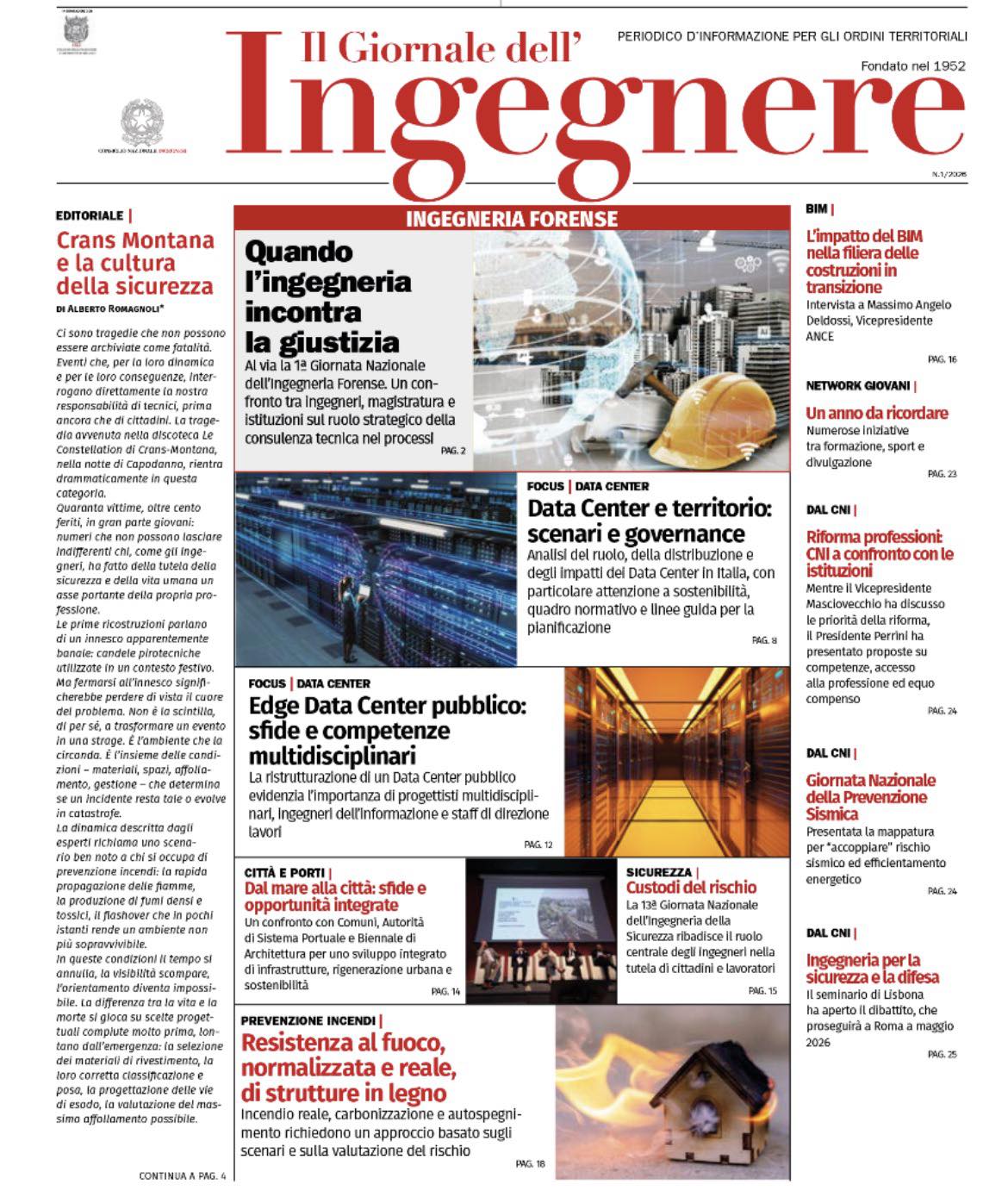Il giornale dell’Ingegnere, il primo numero del 2026